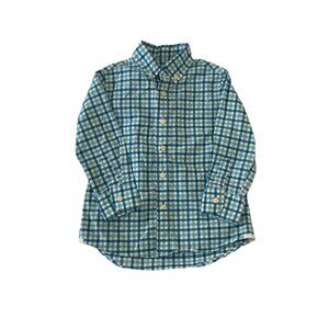 Crewcuts Blue Aqua Gingham Button Down Shirt Size 3